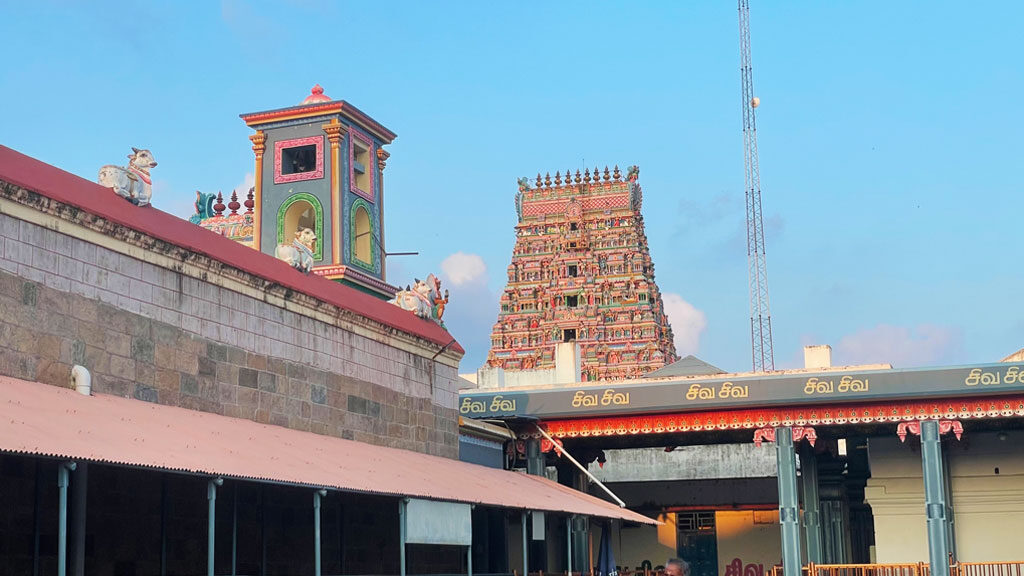 A divine view of Sri Saneeswara Bagwan Temple at Thirunallar in Karaikal.